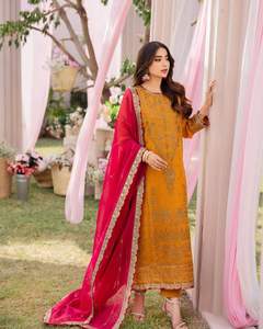 Ropa afgana tradicional de mujer personalizada del fabricante elegante seda Salwar Kameez 580 a la venta - Product Image 5