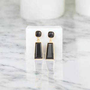 18K Gold Plated Beautiful <b>Black</b> <b>Onyx</b> Drop Earrings Handmade Faceted Gemstone Jewelry with 925 Sterling Silver Statement Jewelry - Product Image 1