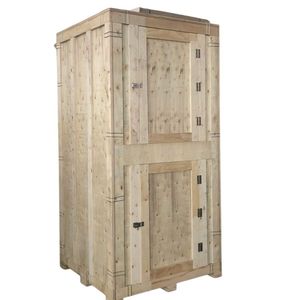 Industrial Foldable Wooden <b>Storage</b> Vault 2-Tier with Door Durable Stackable Warehouse Logistics Packaging Made in Vietnam - Product Image 1