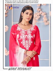 ชุดคุर्ติแบบอนาร์กาลีผ้าเรยอนลายนูนสไตล์อิสลามปากีสถาน พร้อมกางเกงปาลาซโซ สำหรับผู้หญิง งานแต่งงาน งานปาร์ตี้ - Product Image 6