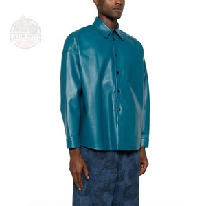 Camisa de Cuero Genuino para Hombre, Personalizada, Casual, Antiarrugas, Ecológica, de Manga Larga, de Alta Calidad, Diseño Más Reciente 2026 - Product Image 1