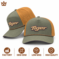 Casquette de baseball personnalisée en nylon haute performance, bicolore, avec logo en silicone, corde, imperméable, séchage rapide, perforations laser, pour le golf