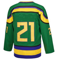 Maillot de hockey sur glace d'hiver personnalisé Mighty Ducks vert et noir, imprimé, 100% polyester, sans manches, col en V, design unique pour homme