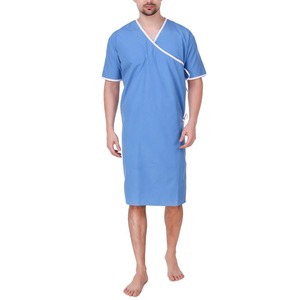 Bata de paciente de hospital de algodón polivinílico unisex de alta calidad Material suave personalizado - Product Image 1
