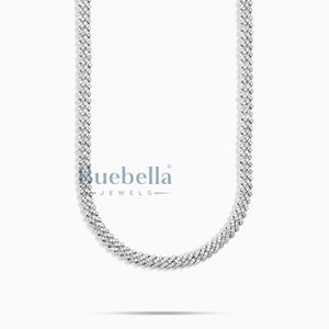 Cadena de eslabones cubanos finos de una fila de oro blanco de 14 quilates de plata 925 con eslabones de 5mm pasa el probador de diamantes para joyería de moissanita - Product Image 3