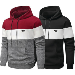 Sudadera con Capucha Tricolor Personalizada para Hombre |   Sudadera Casual con Cierre Completo |   Sudadera con Capucha Elegante y Cómoda para Hombre, Sudadera de Algodón Suave con Bloques de Color - Product Image 1