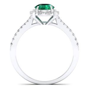 Anillo de Halo con Gema Esmeralda de Corte Redondo de 0.84 Quilates y Moissanita, Plata de Ley 925, Precio al por Mayor REYES, Joyería Fina para Mujer - Product Image 4