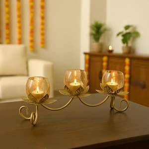 Porte-bougie rustique en fer doré, écologique, durable, décoration de centre de table pour Noël, mariage, festival - Product Image 4