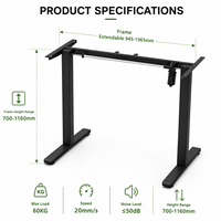 Pied de table de bureau ergonomique à manivelle pour bureau de direction, réglable en hauteur, pour position assise ou debout