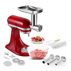 Accessoire <span class=keywords><strong>hachoir</strong></span> à viande compatible <span class=keywords><strong>KitchenAid</strong></span>, en acier inoxydable, pour batteur sur socle, compatible lave-vaisselle, kit de remplacement non revêtu - Product Image 1
