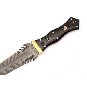 มีดสกินเนอร์อเนกประสงค์เหล็กดามัสกัสทำมือ Burraq ขนาด 9 นิ้ว ด้ามไม้ ปลอกหนัง DIY OEM ของขวัญสุดเพอร์เฟกต์ - Product Image 2