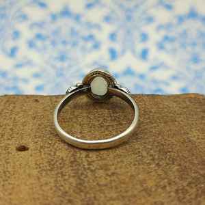 แหวนพลอยมูนสโตนสีเงินทำด้วยมือทำจากช่างฝีมือทำด้วยมือแหวนเงิน925 - Product Image 3