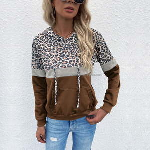 Hot Selling <b>Leopard</b> <b>Print</b> <b>Tops</b> Women's Casual Comfortable Warm Windproof Hoodie Spring Patchwork Hoodie - Product Image 3