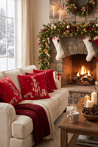 Dreaming Home Christmas Velvet Embroidered Nutcracker <b>Throw</b> Pillow <b>Red</b> Square Luxury Washable Polyester Filling - Product Image 4