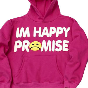 Sweat-shirt à capuche personnalisé avec impression 3D en relief, couleur rose, pull d'hiver avec logo en relief, sweat-shirt en molleton de coton vierge pour homme - Product Image 6