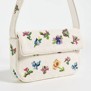 MS กระเป๋าคลัทช์ลูกปัดแก้วลายดอกไม้เขตร้อนได้รับการรับรองรูปทรงและสีของแม็กซิกันพร้อมโซ่คาดลำตัว - Product Image 1