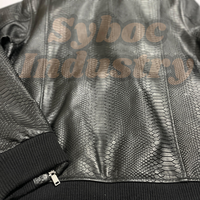 Veste en cuir gaufré peau de serpent Nouveau blouson bombardier en cuir noir imprimé python avec col détachable veste en fausse fourrure