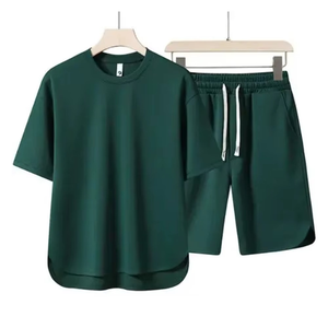 Ropa Deportiva de Secado Rápido para Hombre, Camisa Corta de Algodón, Transpirable, Informal, 2 Piezas, Verano, Novedad - Product Image 1