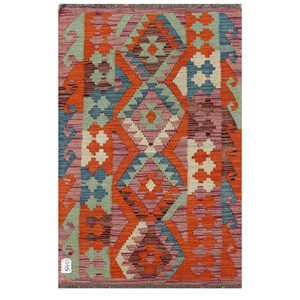 Alfombra Kilim de Maimana, Afganistán, 127 x 82 cm, Decoración de Pared - Product Image 1
