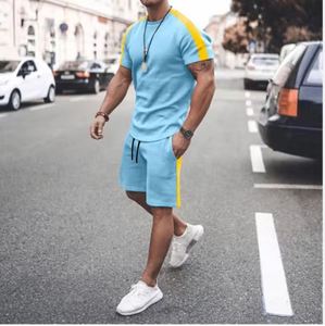 Ensembles deux pièces d'été pour hommes Logo personnalisé Survêtement d'entraînement Ensembles de vêtements de gymnastique Ensemble court à manches courtes Survêtements de jogging de musculation - Product Image 3