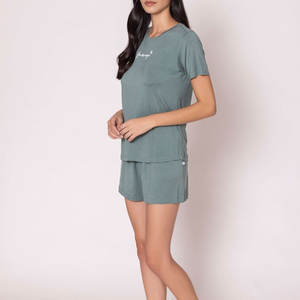 Conjunto de Shorts de Verano para Mujer, Ligero y Moderno, 100% Algodón, Media Manga, Secado Rápido, Transpirable, Estilo Casual Urbano - Product Image 2