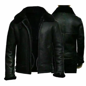 Winter <b>Men's</b> Casual <b>Coat</b> Zipper Long Sleeve One-Piece Fur <b>Coat</b> Leather Jacket - Product Image 4