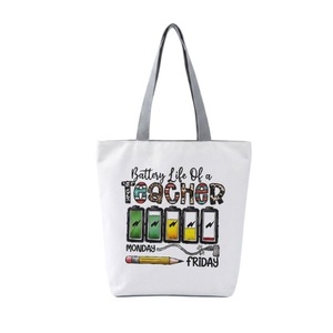 Bolsa de lona con diseño de carta de agradecimiento para profesores, bolsa de hombro reutilizable para compras, regalo divertido para el aula, uso diario, 27x37cm - Product Image 1