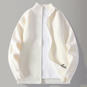 Suéter Cárdigan de Punto para Hombre, Estilo 2025, Cierre de Cremallera, Color Puro, Cuello Alto, Moda Coreana, Otoño Invierno - Product Image 5