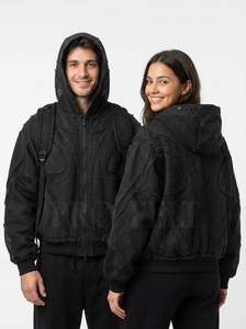 Sudadera con Capucha Informal de Estilo Urbano con Mochila Integrada, Panel de Malla con Cremallera, Cierre Frontal con Cremallera, Felpa Francesa, Sudadera Gruesa - Product Image 6