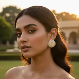 Pendientes de Plata de Ley 925 con Diseño de Cara de Luna para Mujer, Joyería de Moda Celestial - Product Image 1