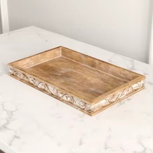 New Design Wooden Serving <b>Tray</b> Latest Food Serving Dish Elegant Wooden Platter for Home <b>Kitchen</b> Hotel and Restaurant Usage - Product Image 4