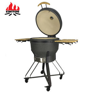 Barbecue Kamado en céramique KIMSTONE réglable de 26 pouces avec déflecteur et rôtissoire, finition brune - Product Image 1