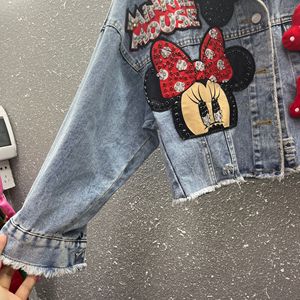 แจ็กเก็ตผ้ายีนส์สำหรับผู้หญิงสไตล์สุดชิคแจ็กเก็ตประดับด้วยลูกปัดพลอยเทียม3D มีโบว์สำหรับฤดูใบไม้ร่วงและฤดูหนาวปี2025แบบลำลอง - Product Image 3