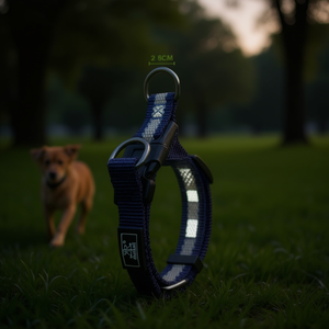 Collare per Animali Domestici Bicolore con Strisce Riflettenti per Passeggiate all'Aperto e Visibilità - Product Image 3