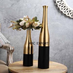 Conception en laiton noir avec grand vase à fleurs et pot de style doré pour les stations de restaurant à domicile Vases de table décoratifs - Product Image 6