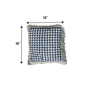 ปลอกหมอนอิงโซฟาผ้าฝ้ายหรูหราขนาด 16x16 นิ้ว ลายพิมพ์ดิจิทัลรูปสามเหลี่ยมสีน้ำเงินและสีขาว สำหรับใช้ในบ้าน - Product Image 4
