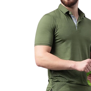 Polo Verde para Hombre con Diseño Geométrico, Ropa Deportiva Elegante, Tejido de Algodón Cómodo para Deportes y Uso Casual - Product Image 6