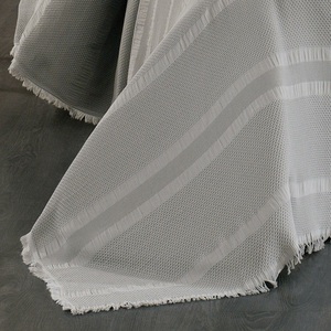 Guzide Amara <b>Grey</b> 4-Piece Customized Classic Luxury Home <b>Bedspread</b> Set 100% Chenille Organic Woven Striped Washable Anti - Product Image 5