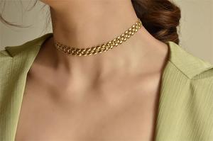 Chunky plaqué or panthère lien chaîne tour de cou épais bracelet de <span class=keywords><strong>montre</strong></span> chaîne déclaration collier or Vintage tour de cou cadeau pour elle - Product Image 6