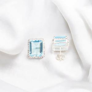 Pendientes de Plata de Ley Chapados en Oro con Topacio Azul Cielo, Hechos a Mano, Joyería con Piedra de Nacimiento de Diciembre, Elegante Regalo para Mujer - Product Image 4