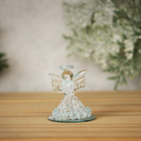 Ange en verre soufflé artisanal personnalisable, scintillant, avec accents dorés - Ornement de Noël de style européen