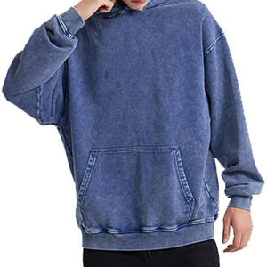 Sweat à capuche surdimensionné en coton délavé à l'acide pour hommes pull vintage lourd sweats à capuche personnalisés Streetwear tissage tricoté - Product Image 1