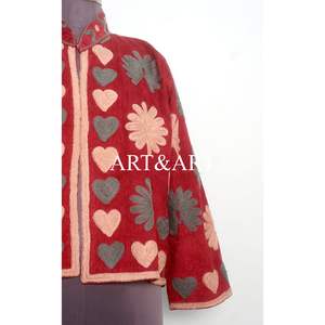 Chaqueta Acolchada con Bordado Floral y Detalles de Botones, Forro de Algodón, Hecha a Mano, Estilo de Secado Rápido para Otoño e Invierno, Ropa de Fiesta - Product Image 5