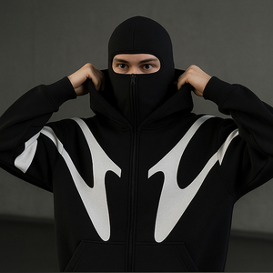 Sudadera con Capucha Doble QUICKSHOW OEM, Estilo Urbano, Máscara Ninja, Talla Grande, Gruesa, para Hombre - Product Image 4