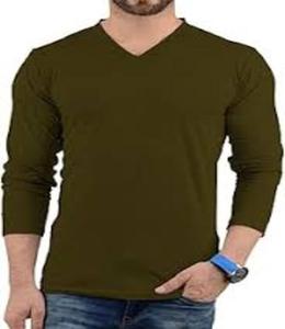 เสื้อยืดคอวีของผู้ชายผ้าคอตตอน100% 180กรัมแขนยาวเสื้อเปล่าสำหรับผู้ชาย - Product Image 1