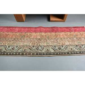 Tapis Kilim classique rouge vert 2.4 X 7.3ft grande surface tapis Rectangle en laine turque support en Latex 10mm épaisseur abstraite pour couloir - Product Image 3