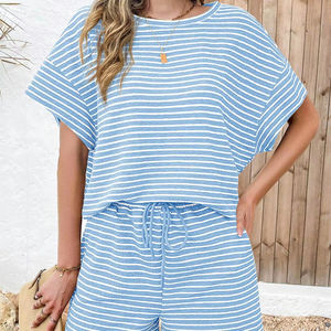 Ensemble 2 pièces solide Midi été décontracté respirant à manches longues et short pour femmes - Product Image 1