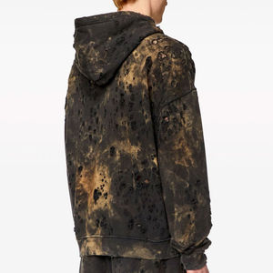 Sweat à capuche polaire d'hiver pour hommes de haute qualité, lavage à l'acide, conception en détresse, respirant, confortable, brodé, teint uni, meilleure vente - Product Image 4