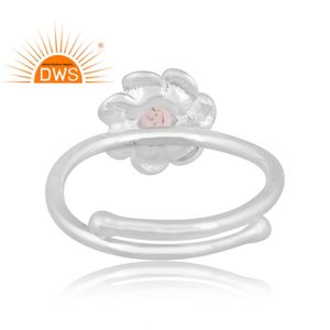 แหวนโอปอลจากเอธิโอเปียดีไซน์ใหม่แหวนวางซ้อนกันได้ดีไซน์ดอกไม้เงินแท้จากผู้ผลิต - Product Image 4