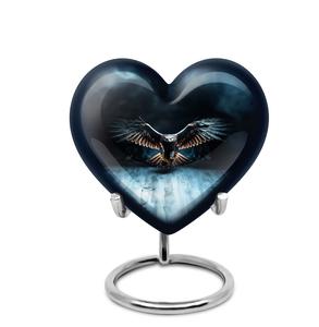 Soaring Eagle Heart Urn <b>for</b> <b>Ashes</b> Dynamic Decorative Urn Available in 3" Keepsake & 10" Large Size Burial Urn <b>for</b> Human <b>Ashes</b> - Product Image 3